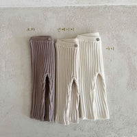 Infant Toddler Home Wearable Sunken Stripe Knitted Leggings